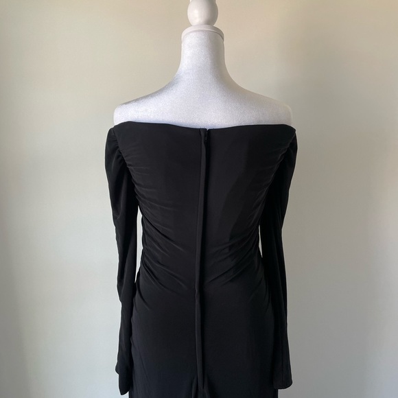 LA FEMME Long Sleeve Off The Shoulder Jersey Evening Gown - Picture 6 of 6